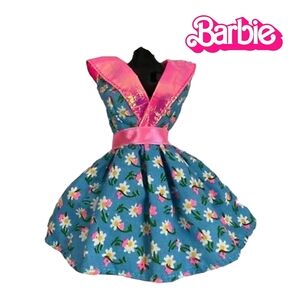 Barbie Blue and Pink Floral Doll Dress